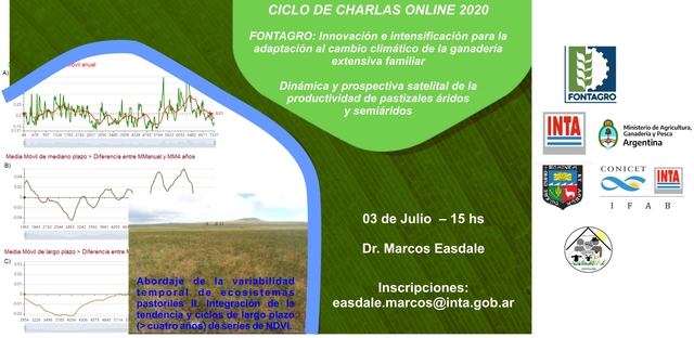 Tercera Charla online: Dinámica y prospectiva satelital de la productividad de pastizales áridos y semiáridos.
