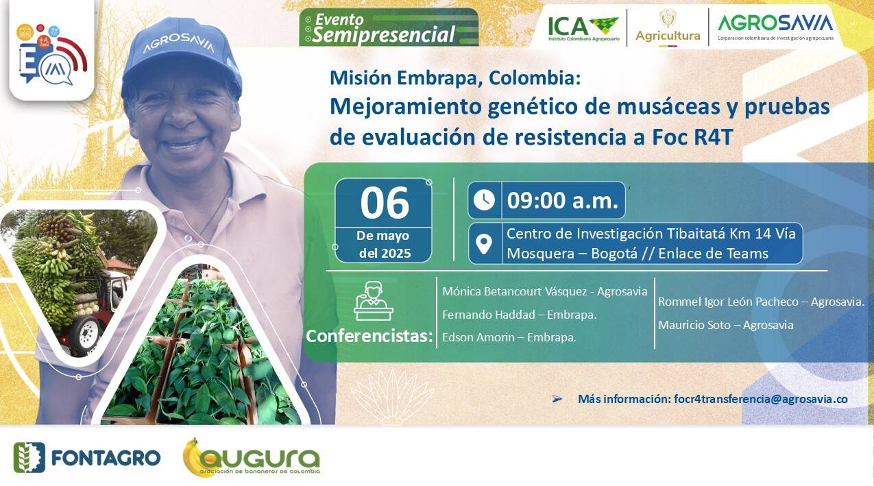 Evento virtual: Misión Embrapa Colombia. Mejoramiento y control biológico contra Foc R4T