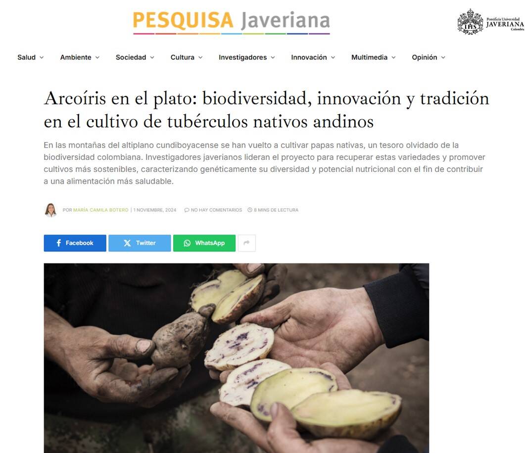 Root to Food in issue #69 of the Pesquisa Javeriana Journal