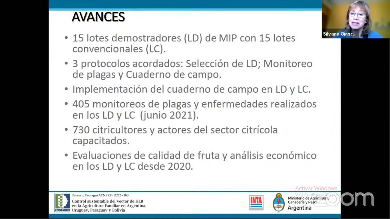 Progresses  within Fontagro- INTA HLB project were presented at the 40th National Citrus Workshop in Argentina