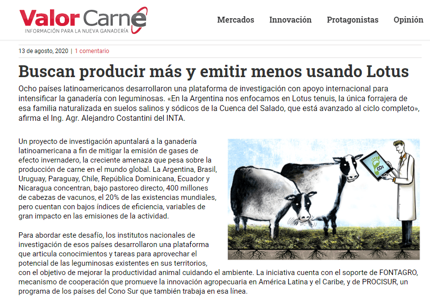 Disclosure of the project in the Valor Carne digital newsletter