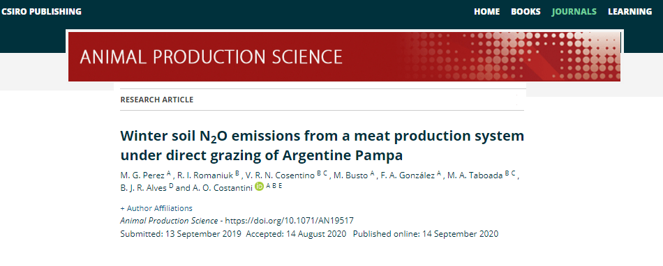New research article published in the journal Animal Production Science