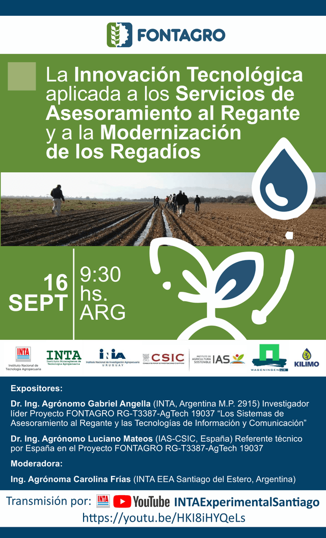Webinar: Technological innovation applied to irrigation advisory services and the irrigation modernization.