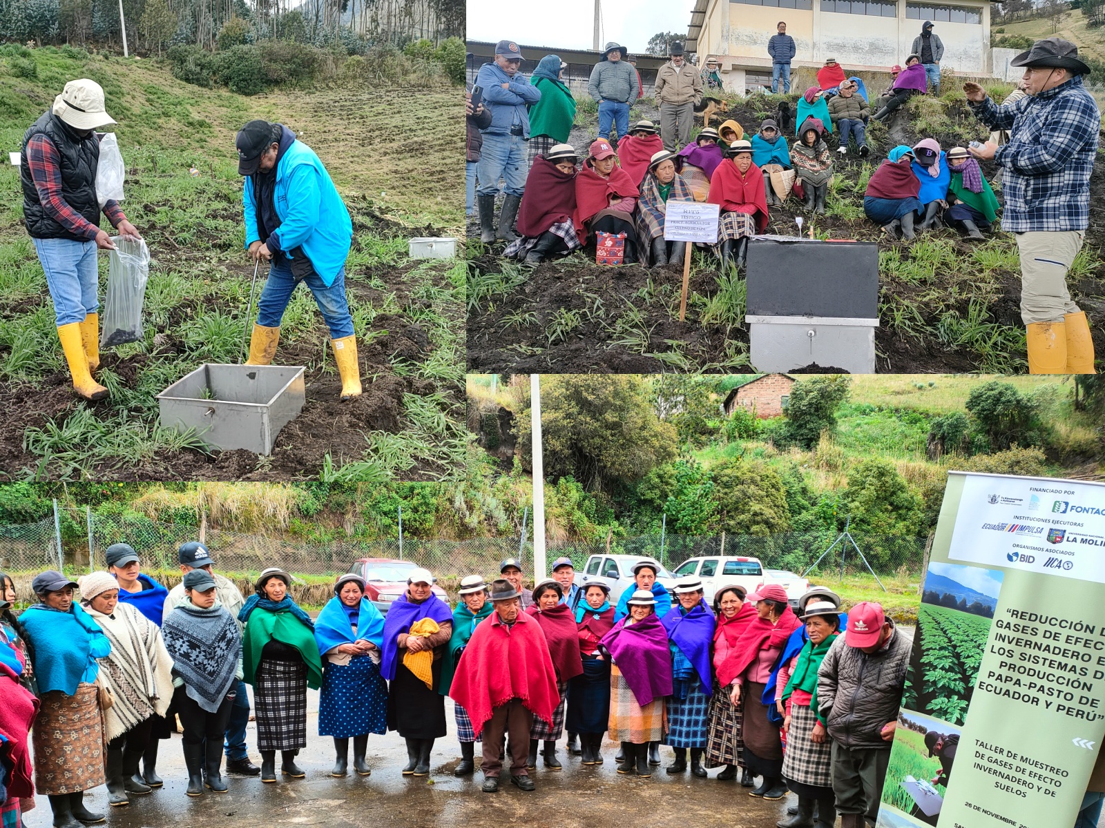 Practical workshop on soil sampling and greenhouse gas measurement.